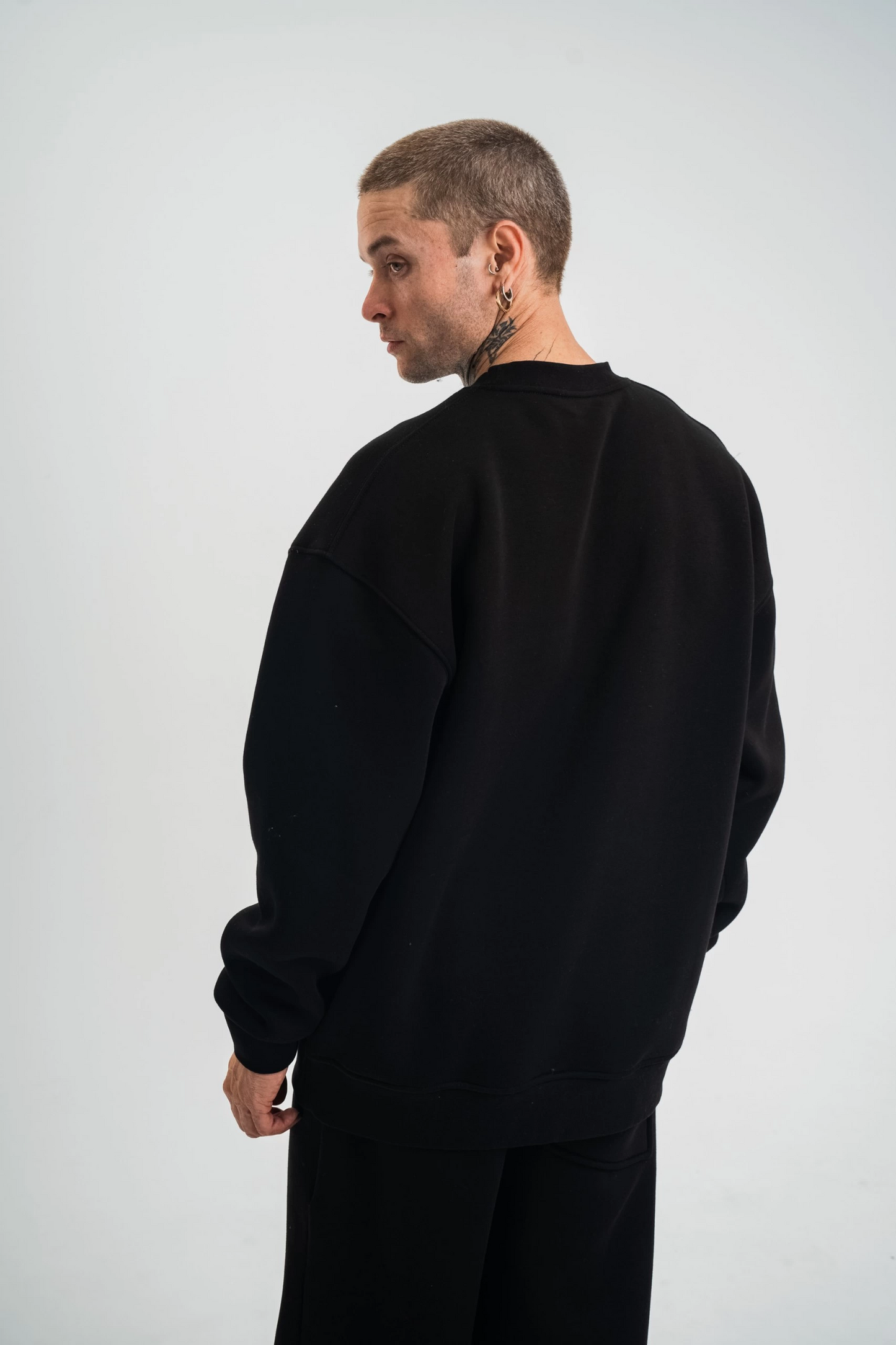 ASSEMA Erkek Uzun Kol Bisiklet Yaka 3 iplik Pamuklu Kışlık SweatShirt - Siyah