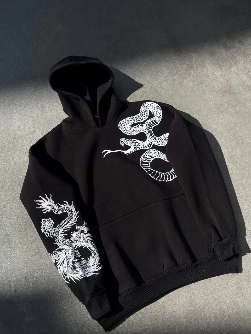 ASSEMA Kadın üç iplik Kapüşonlu Baskılı SweatShirt - Siyah