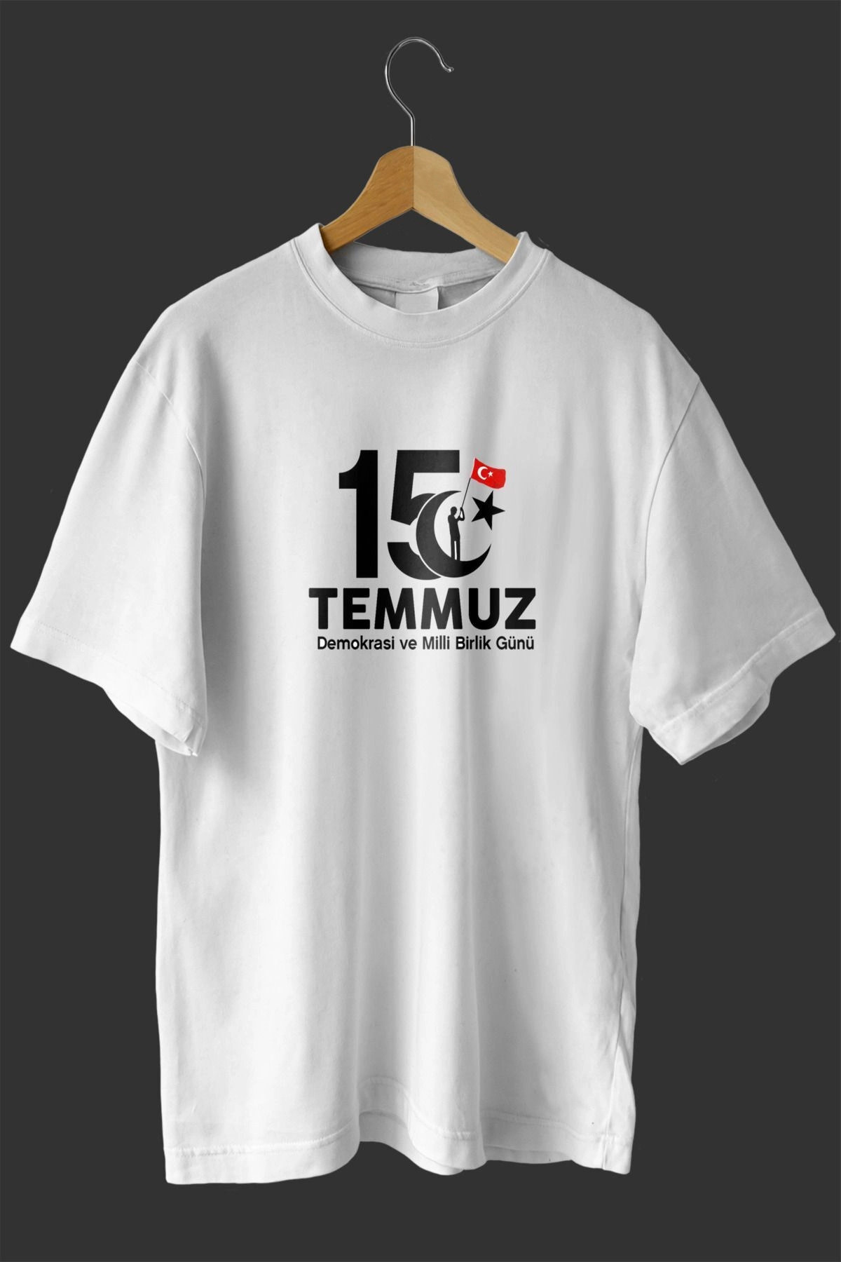 ASSEMA 15 Temmuza Özel Tasarım Baskılı T-shirt - Beyaz