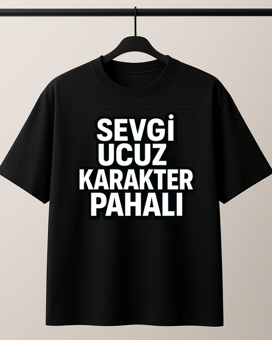 ASSEMA Sevgi Ucuz Karakter Pahalı Baskılı T-shirt