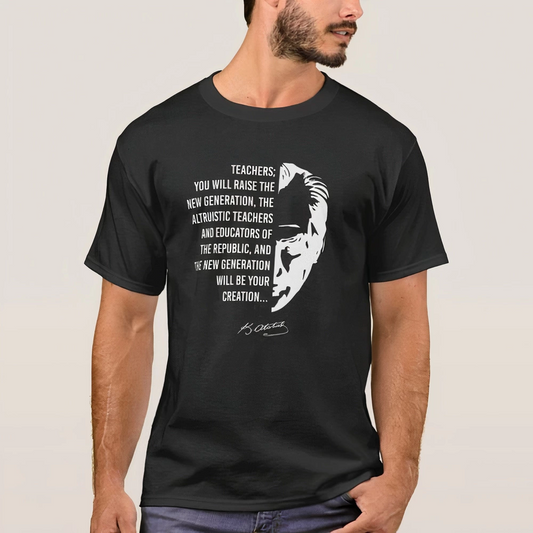 ASSEMA 24 Kasım Öğretmenler Günü Baskılı T-shirt - Siyah