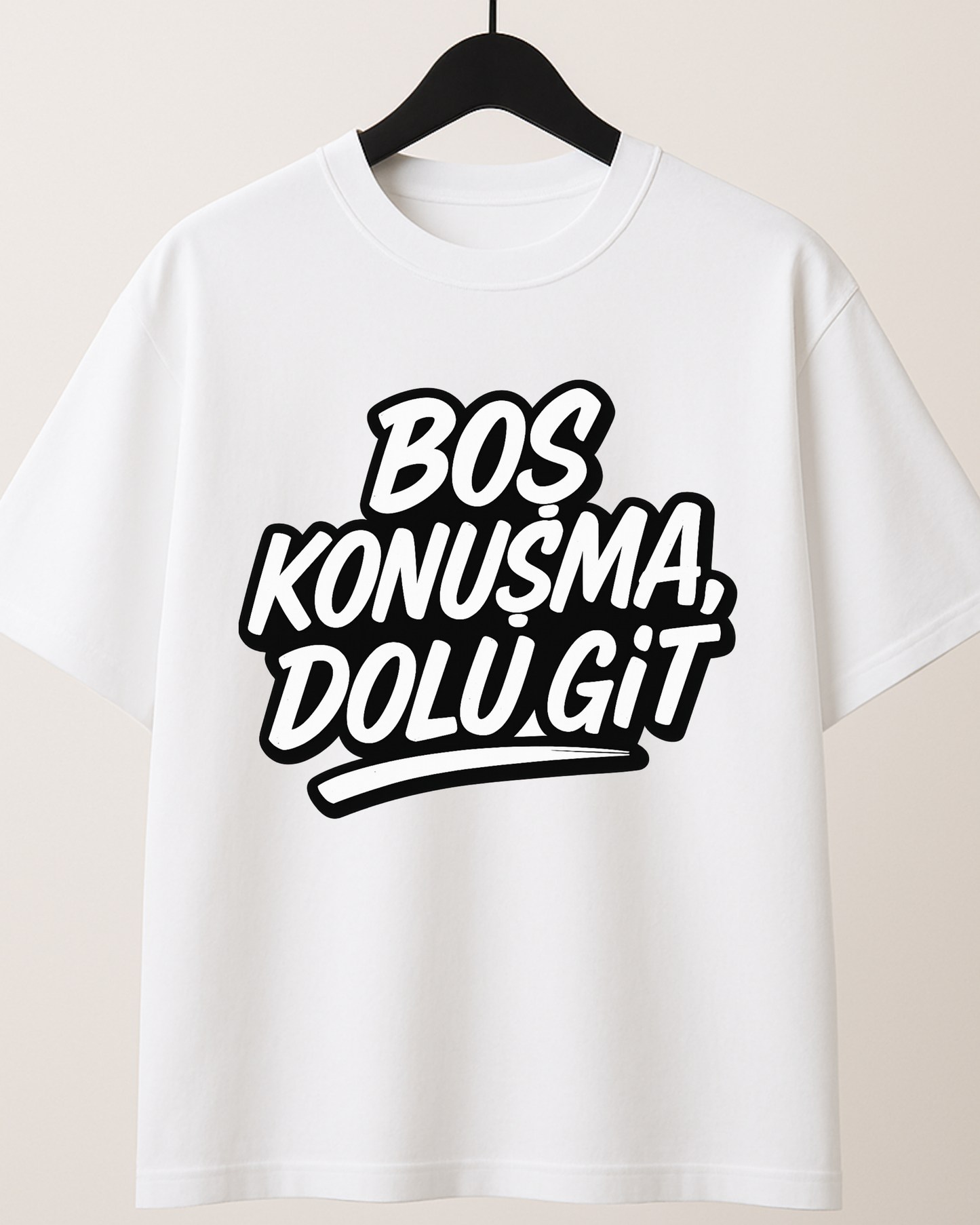 ASSEMA Boş Konuşma Dolu Git Baskılı T-shirt