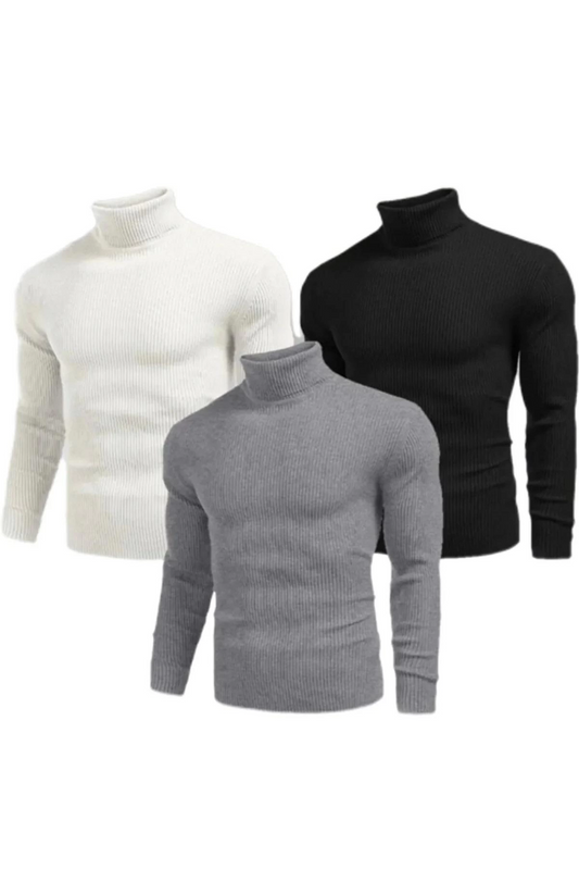 ASSEMA Erkek 3 Adet Kaşkorse Boğazlı Full Likralı Fitilli Slimfit Body