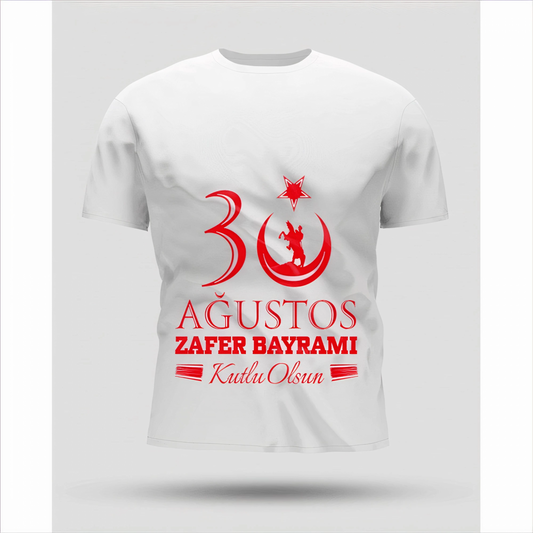 ASSEMA 30 Ağustos Oversize Baskılı T-shirt - Beyaz