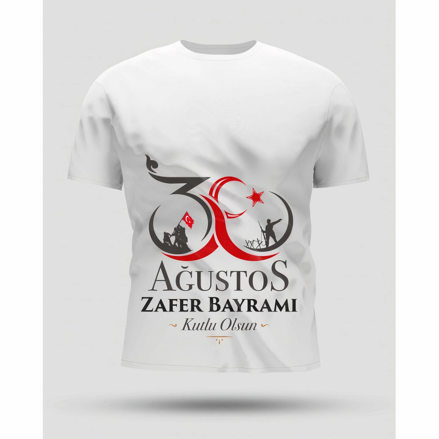 ASSEMA 30 Ağustos Oversize Baskılı T-shirt - Beyaz