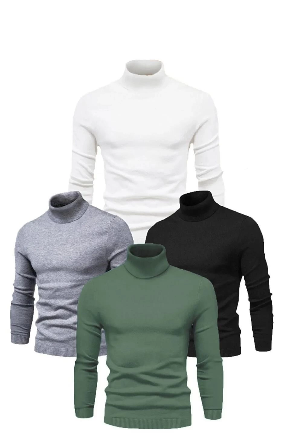 ASSEMA ERKEK 4 Adet Kaşkorse Boğazlı Full Likralı Fitilli Slimfir Body