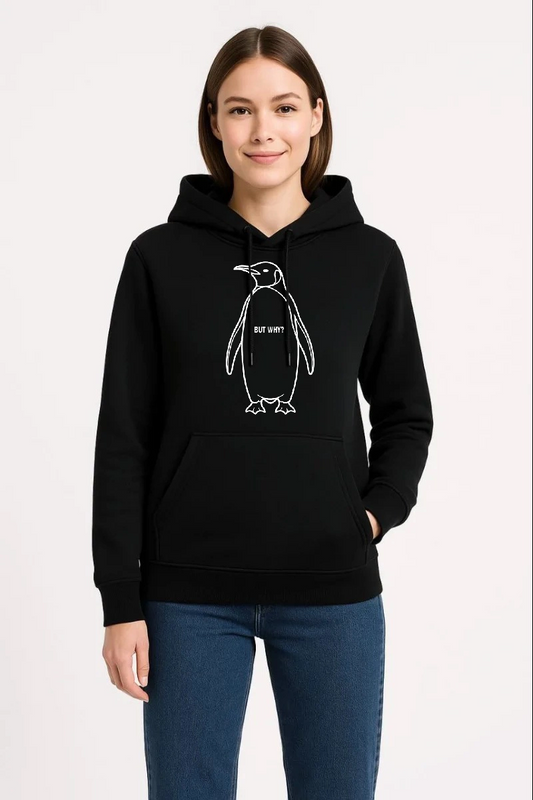 ASSEMA Kadın Nihilist Penguen Özel Tasarım Oversize Kapüşonlu Sweatshirt - Siyah