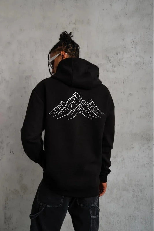 ASSEMA Erkek Nihilist Penguen Özel Tasarım Pamuklu Oversize Kapüşonlu Sweatshirt - Siyah