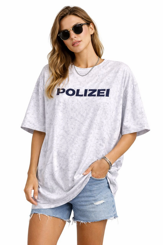 ASSEMA Kadın Asit Yıkamalı Oversize Tişört ön ve Arkası Baskılı %100 Pamuk Street Style T-Shirt - Beyaz