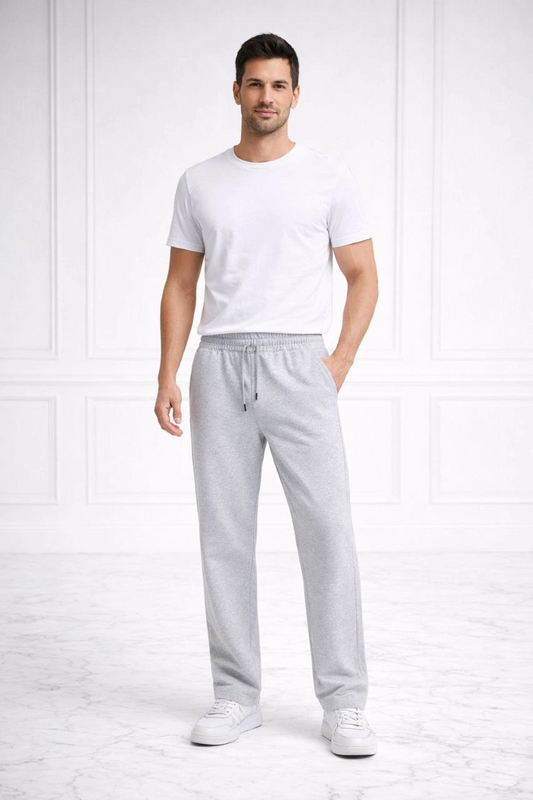 ASSEMA Erkek Düz Paça Beli Lastikli Eşofman Alt Pantalon - Gri