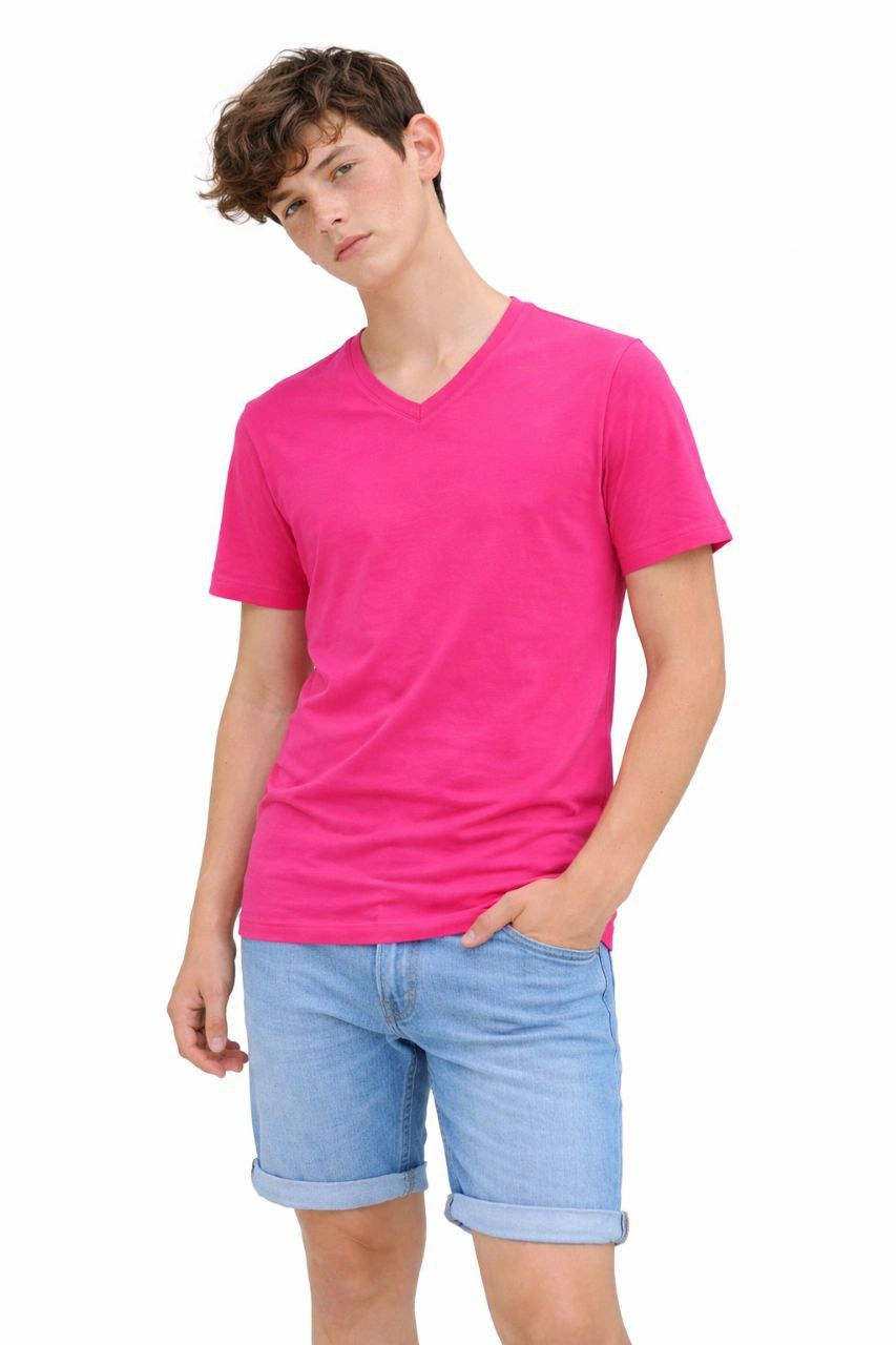 ASSEMA Genç Erkek Çocuk V Yaka Tişört Model - Pembe
