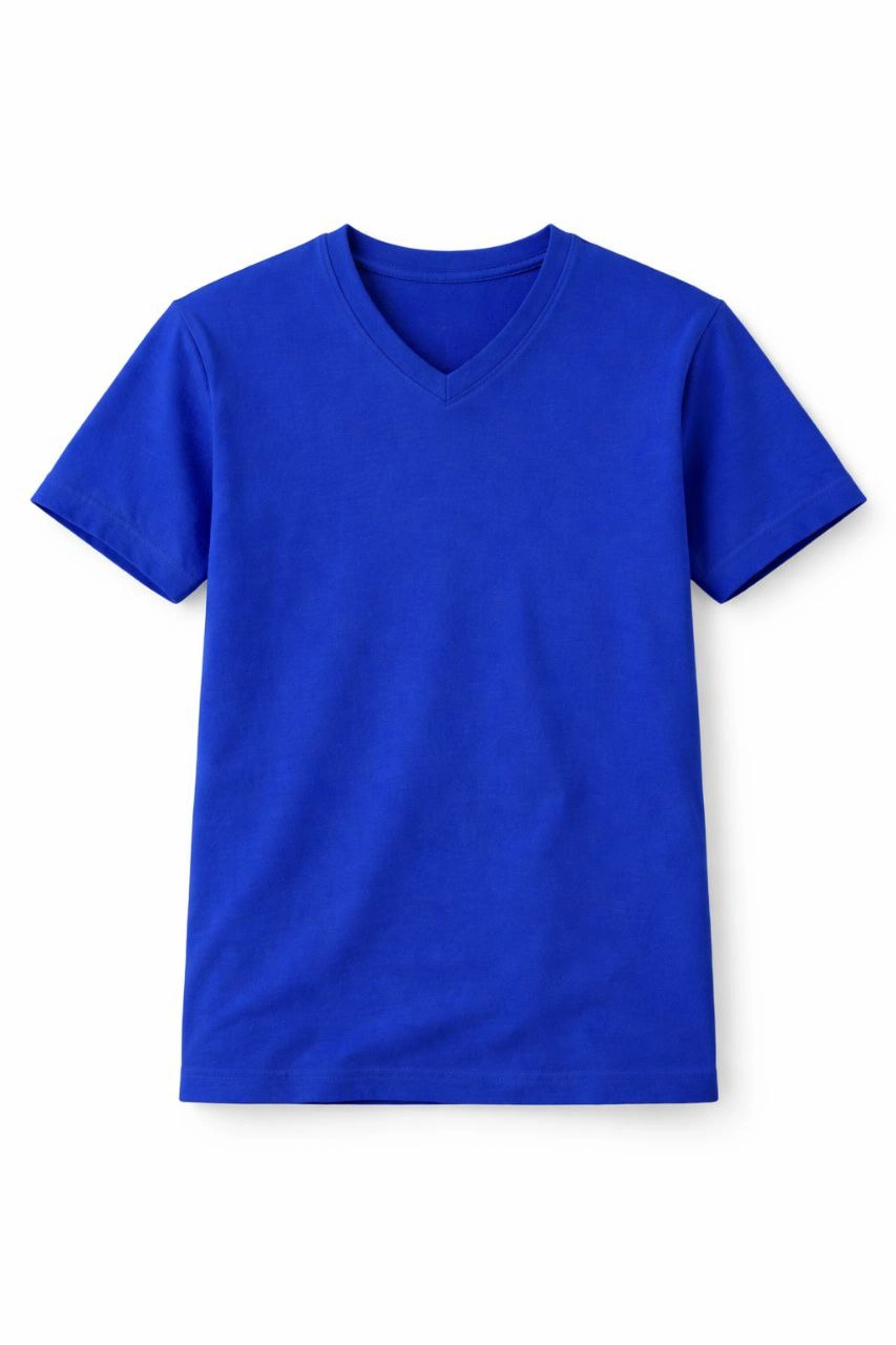 ASSEMA Genç Erkek Çocuk V Yaka T-shirt Model - Saks Mavisi