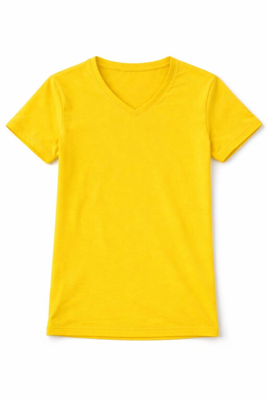 ASSEMA Genç Erkek Çocuk V Yaka T-shirt Model - Sarı