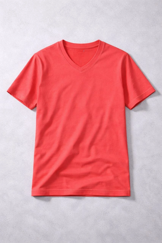 ASSEMA Genç Kız Çocuk V Yaka T-shirt Model - Nar Çiçeği
