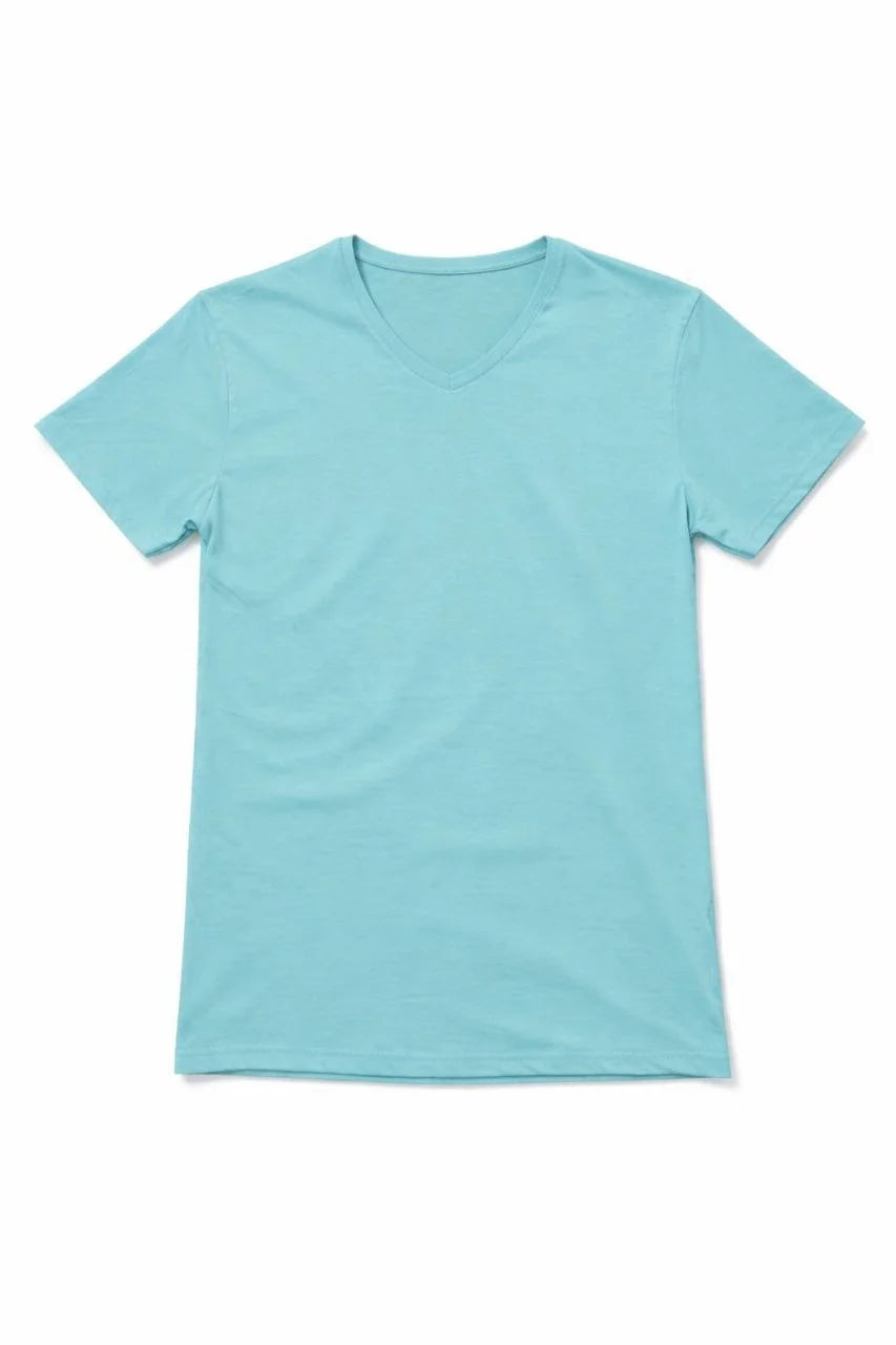 ASSEMA Genç Kız Çocuk V Yaka Pamuklu T-shirt Model - Turkuvaz
