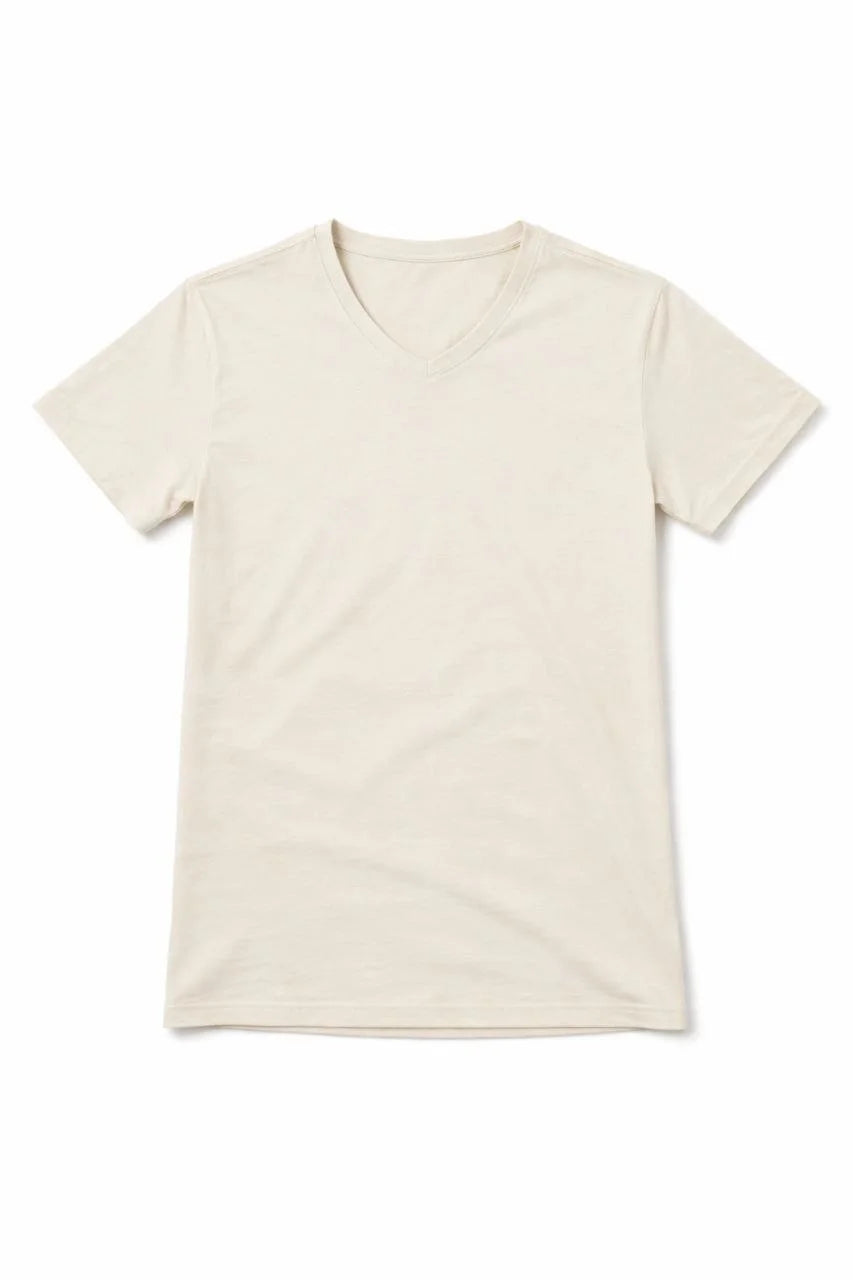 ASSEMA Genç Kız Çocuk V Yaka Pamuklu T-shirt Model - Taş