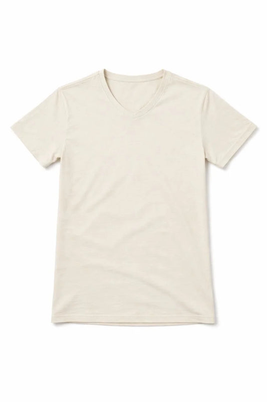 ASSEMA Genç Kız Çocuk V Yaka Pamuklu T-shirt Model - Taş