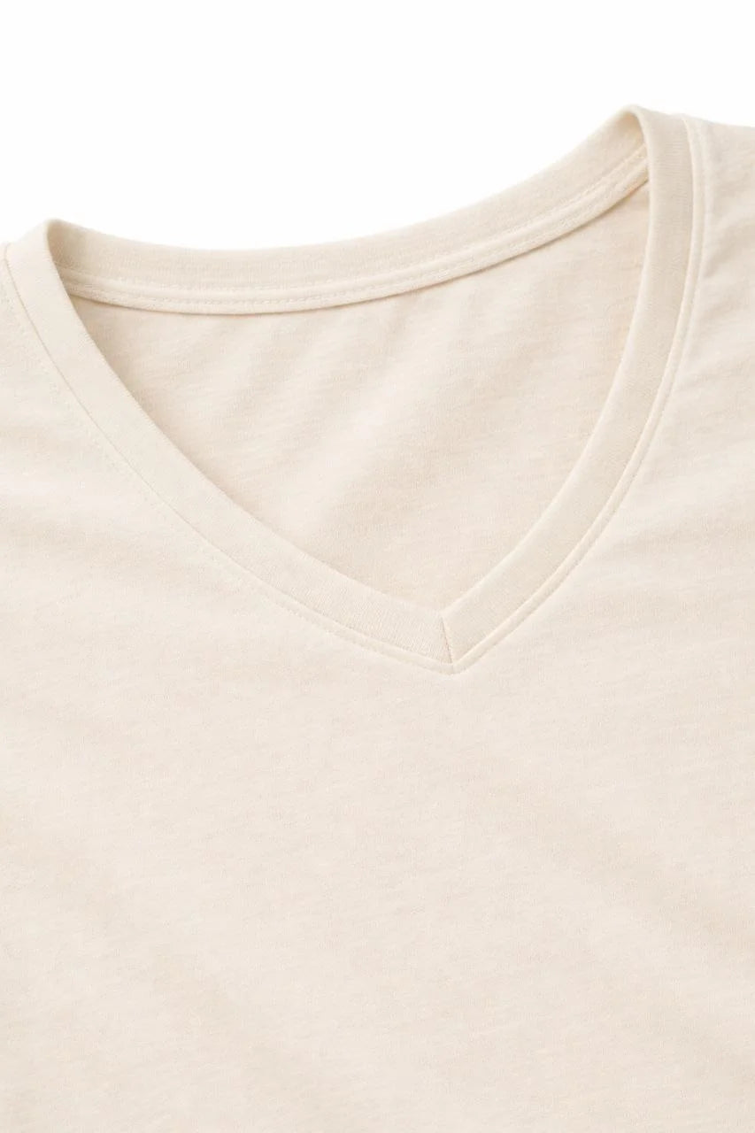 ASSEMA Genç Kız Çocuk V Yaka Pamuklu T-shirt Model - Taş