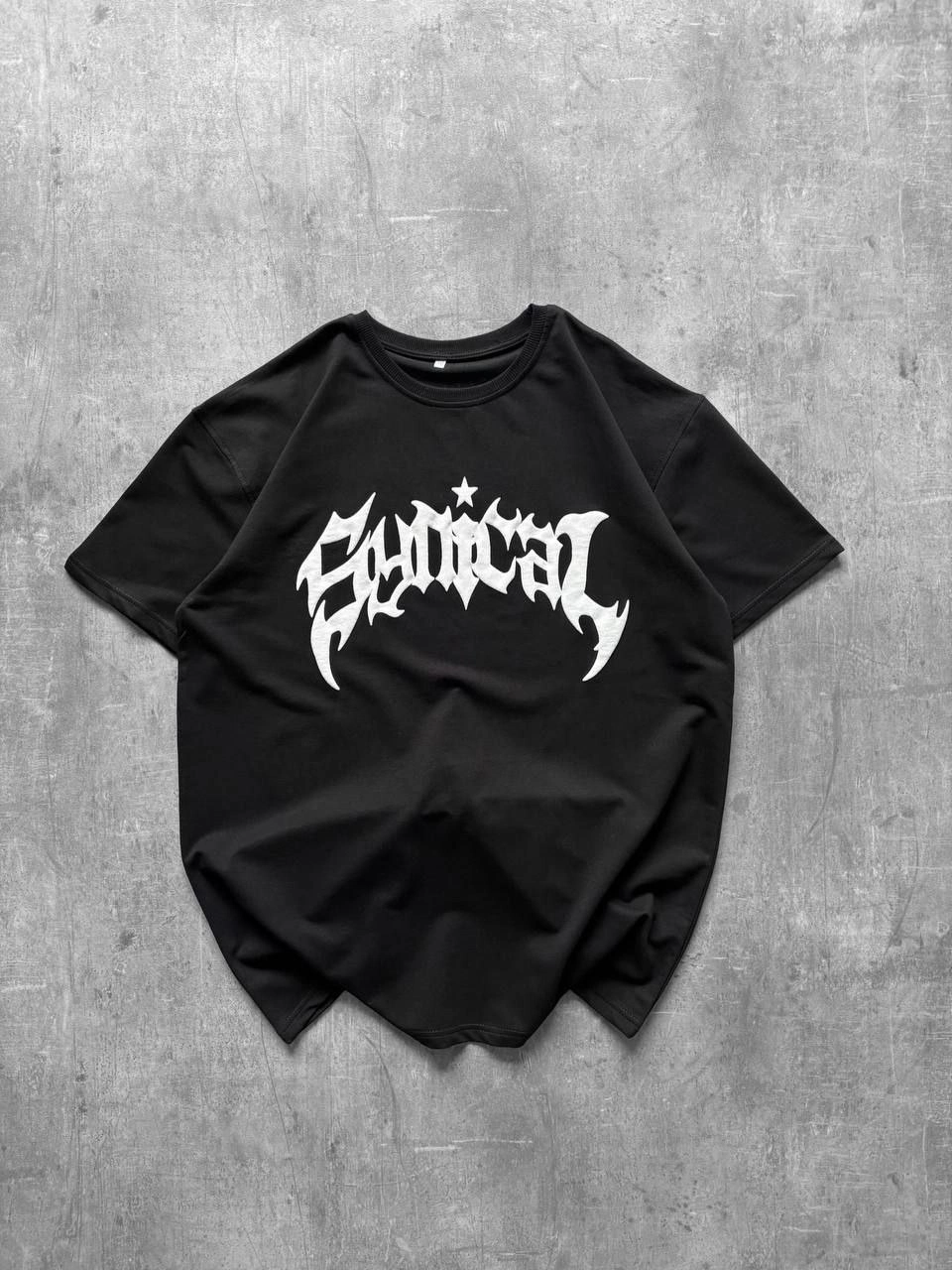 ASSEMA Kadın Bisiklet Yaka Ön Baskılı  Kısa Kollu Tişört Streetwear Günlük Basic Pamuklu T-shirt - Siyah