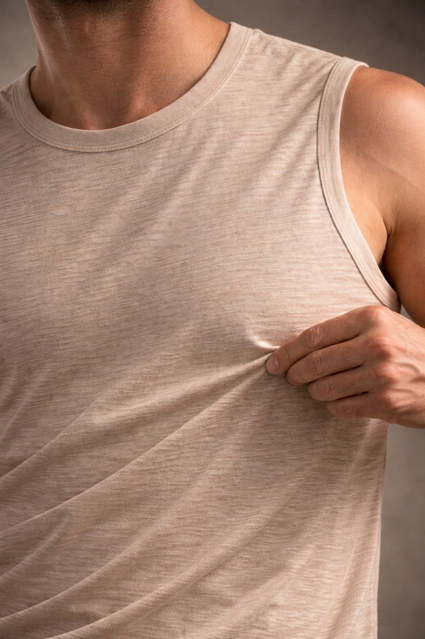 ASSEMA Erkek Flamlı Sıfır Kolsuz Atlet ve Fitness - Taş