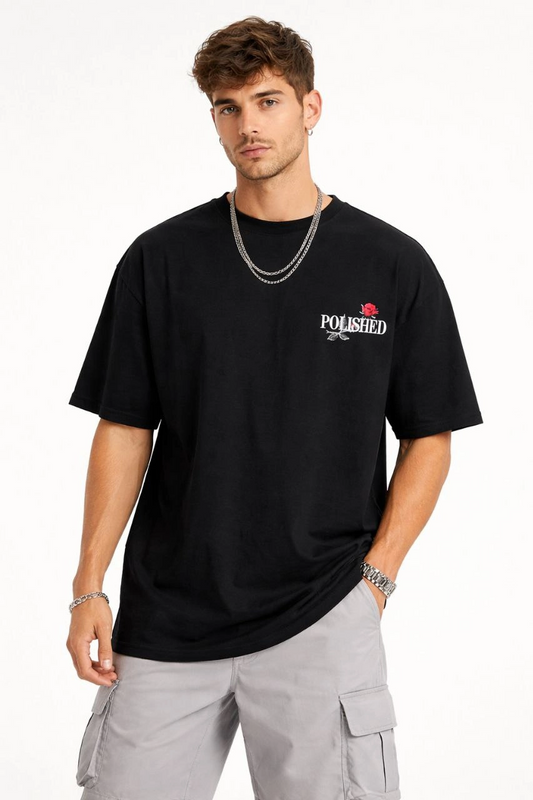 ASSEMA Erkek Bisiklet Yaka Baskılı  Kısa Kollu Tişört Streetwear Günlük Basic Pamuklu T-shirt - Siyah