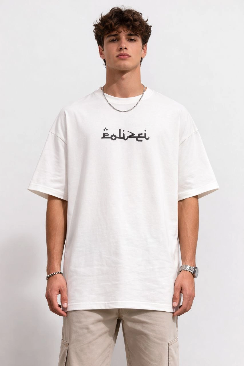 ASSEMA Erkek Bisiklet Yaka Baskılı Kısa Kollu Tişört Streetwear Günlük Basic Pamuklu T-shirt - Beyaz