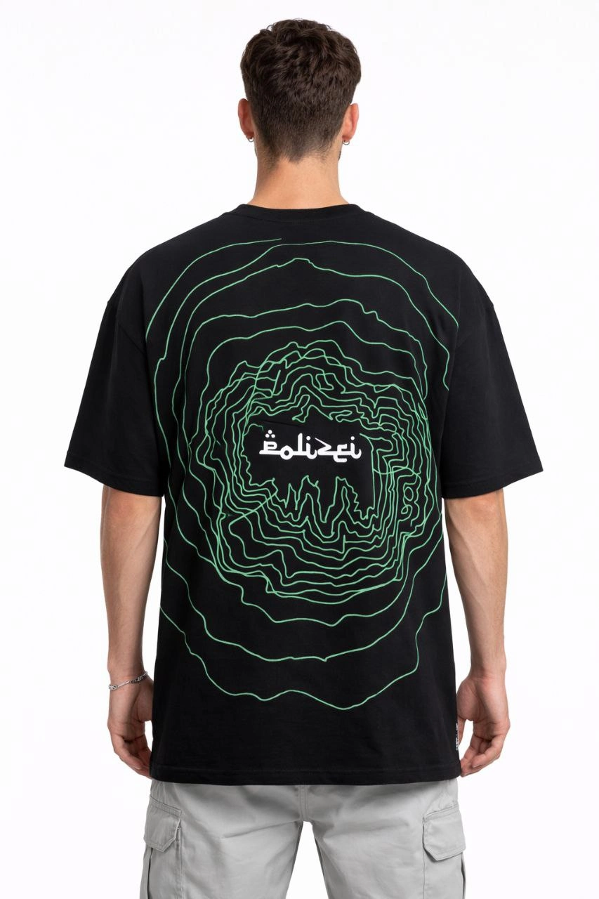 ASSEMA Erkek Bisiklet Yaka Baskılı Kısa Kollu Tişört Streetwear Günlük Basic Pamuklu T-shirt - Siyah