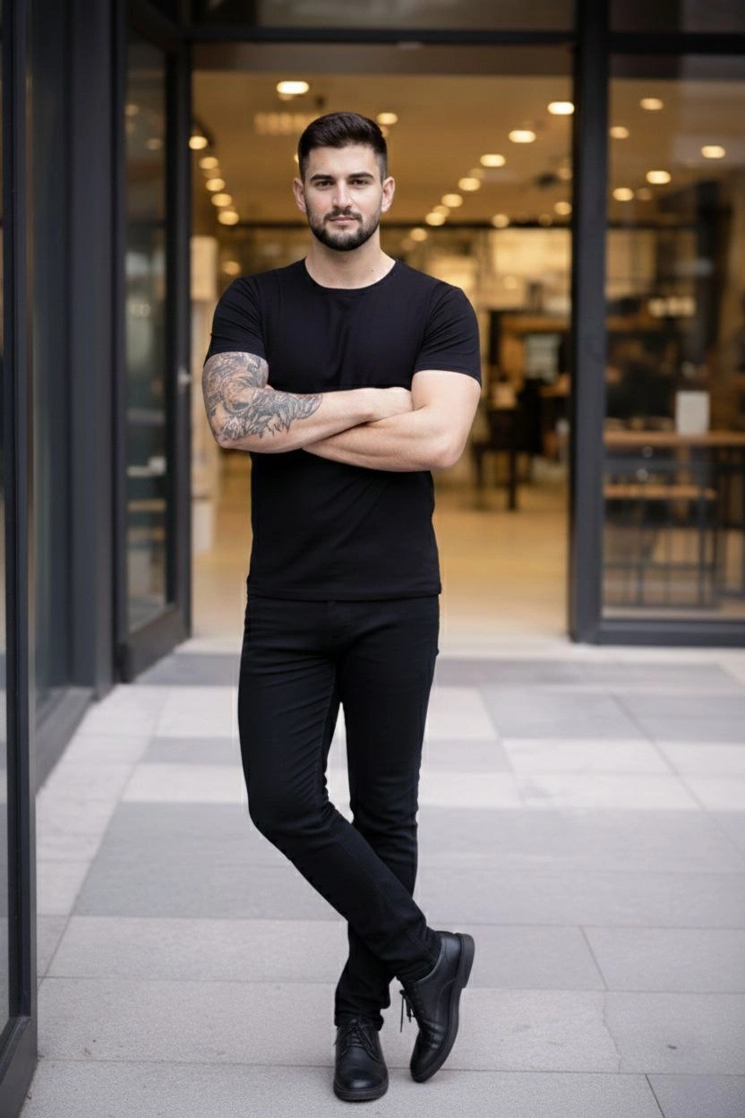 ASSEMA Erkek 2'li Bisiklet Yaka Tişört - Kısa Kollu Yazlık Slim Fit Body - Siyah & Bordo