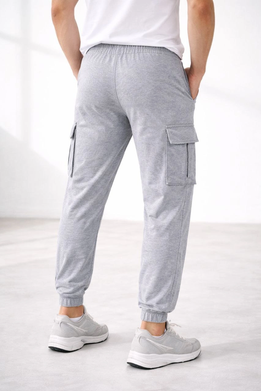 ASSEMA Erkek Jogger Eşofman Altı Regular Fit , Kargo Cepli, Lastikli Paça, Günlük Spor Pantolon - Gri