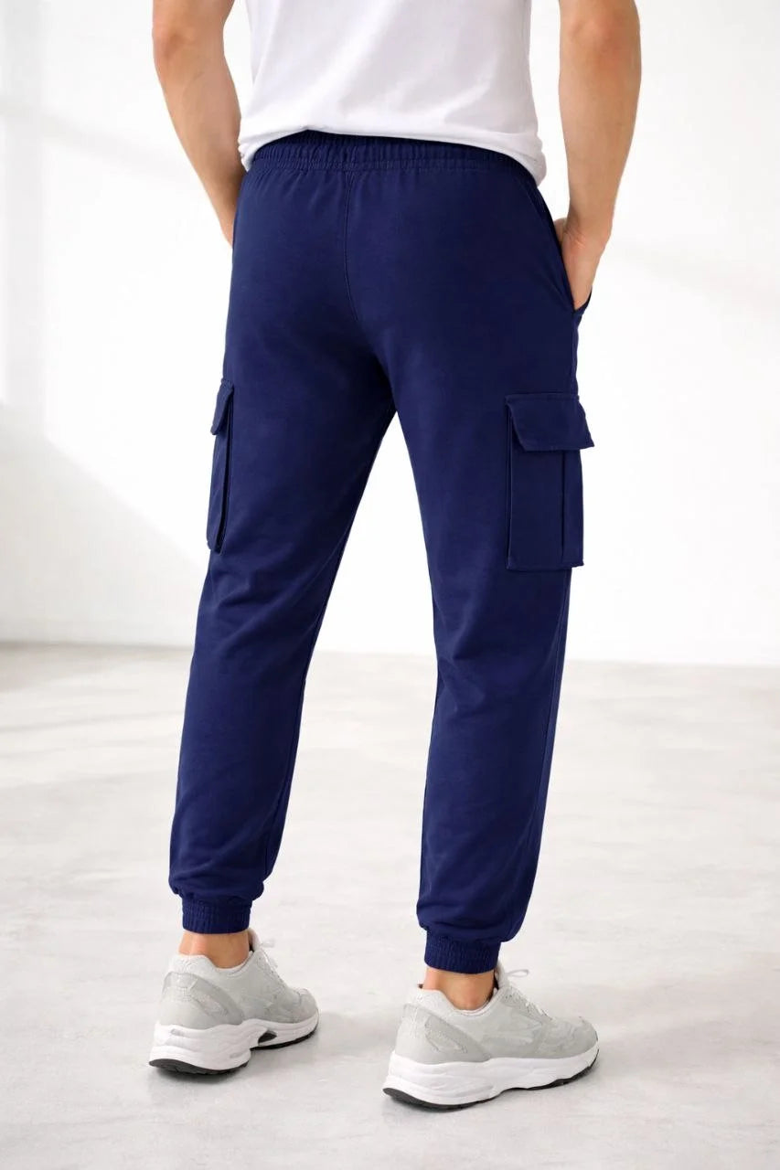 ASSEMA Erkek Jogger Eşofman Altı Regular Fit , Kargo Cepli, Lastikli Paça, Günlük Spor Pantolon - Lacivert