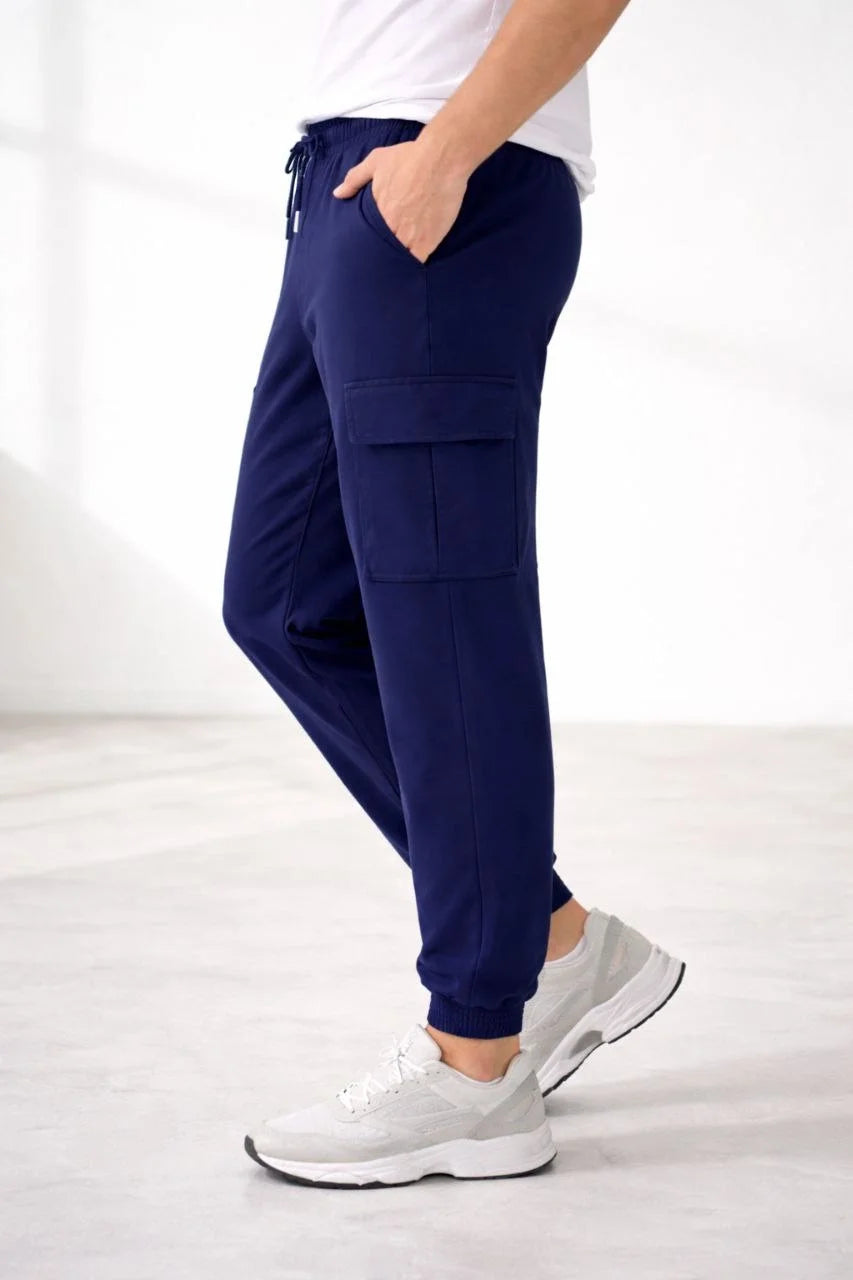 ASSEMA Erkek Jogger Eşofman Altı Regular Fit , Kargo Cepli, Lastikli Paça, Günlük Spor Pantolon - Lacivert