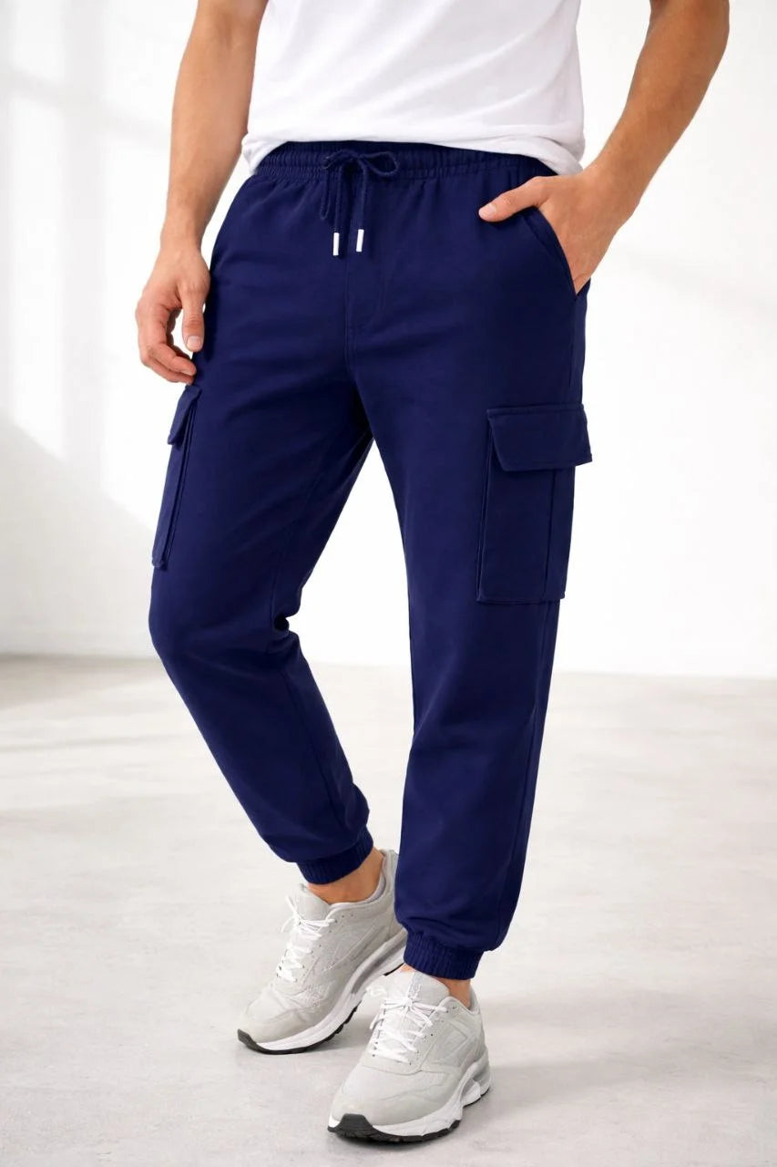 ASSEMA Erkek Jogger Eşofman Altı Regular Fit , Kargo Cepli, Lastikli Paça, Günlük Spor Pantolon - Lacivert