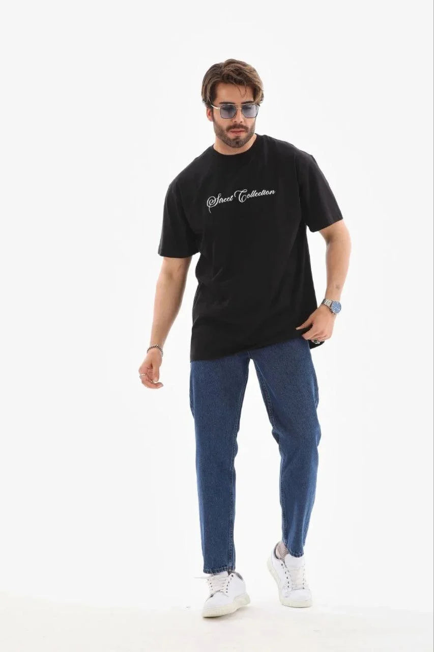 ASSEMA Erkek Baskılı T-Shirt Kısa Kol Bisiklet Yaka Regular Fit Rahat Kalıp Günlük Tişört - Siyah
