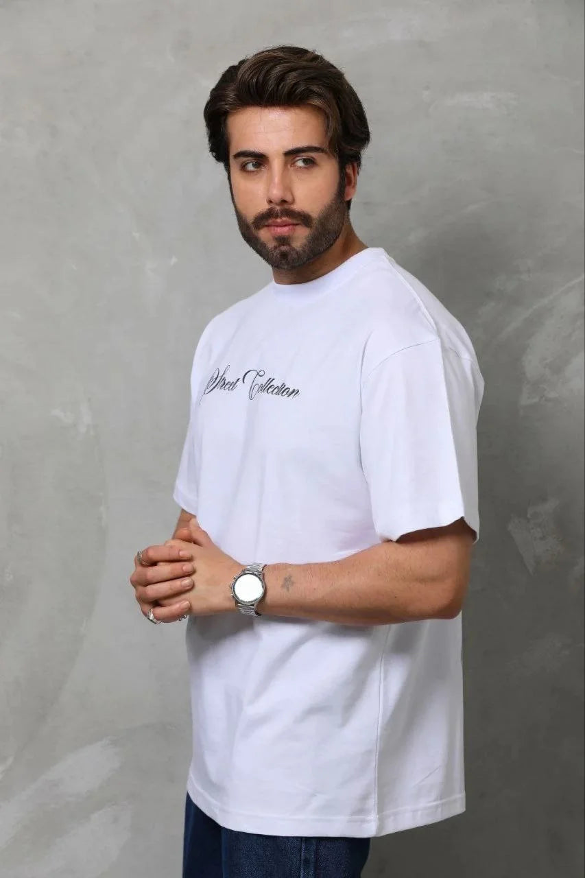 ASSEMA Erkek Baskılı T-Shirt Kısa Kol Bisiklet Yaka Regular Fit Rahat Kalıp Günlük Tişört - Beyaz