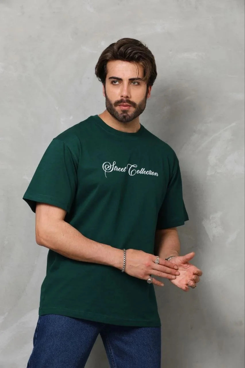 ASSEMA Erkek Baskılı T-Shirt Kısa Kol Bisiklet Yaka Regular Fit Rahat Kalıp Günlük Tişört - Çağla Yeşili