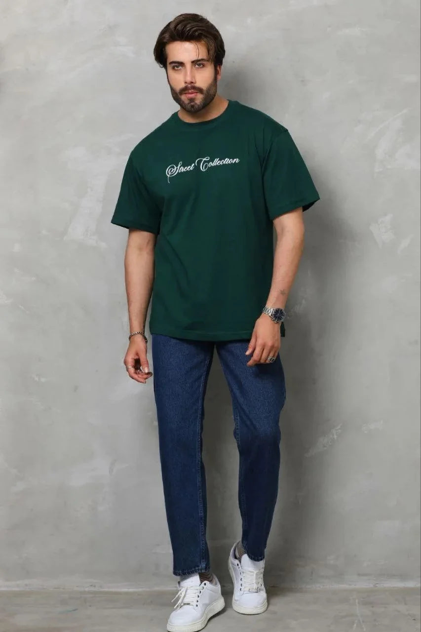 ASSEMA Erkek Baskılı T-Shirt Kısa Kol Bisiklet Yaka Regular Fit Rahat Kalıp Günlük Tişört - Çağla Yeşili