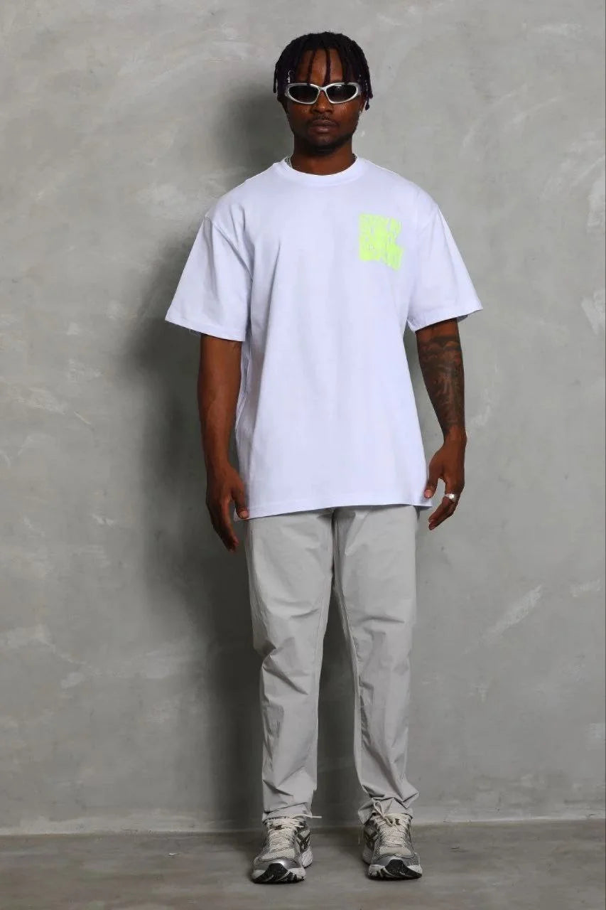 ASSEMA Erkek Baskılı T-Shirt Kısa Kol Bisiklet Yaka Regular Fit Rahat Kalıp Günlük Tişört - Beyaz