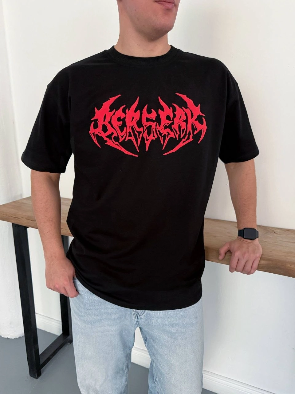 Erkek Kısa Kol Yazlık Tişört Bisiklet Yaka Baskılı Oversize T-Shirt - Siyah