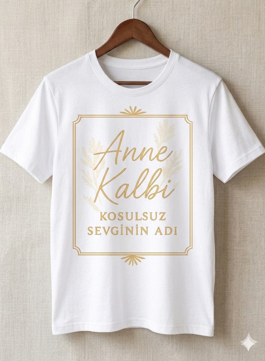 ASSEMA Anneler Gününe Özel Anne Kalbi Koşulsuz Sevginin Adı Baskılı T-shirt