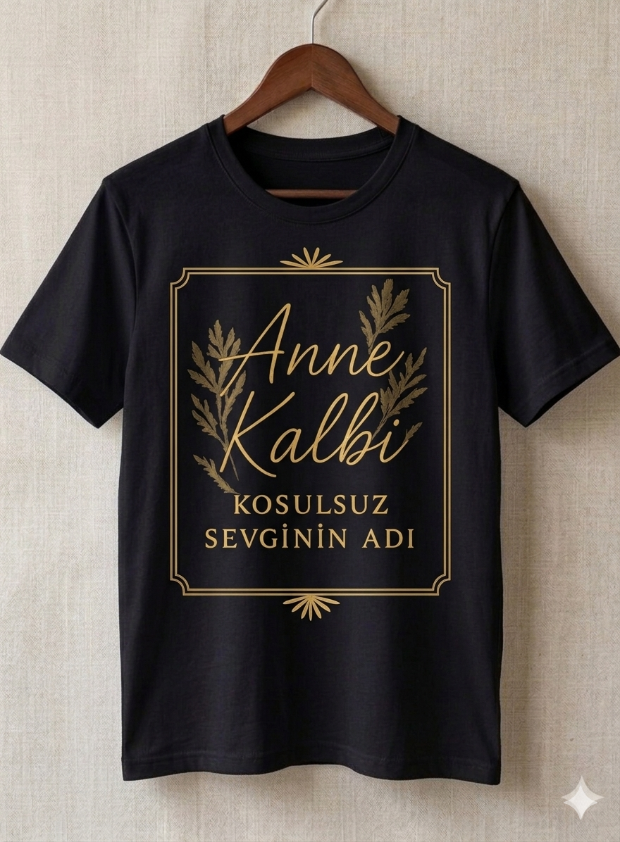 ASSEMA Anneler Gününe Özel Anne Kalbi Koşulsuz Sevginin Adı Baskılı T-shirt