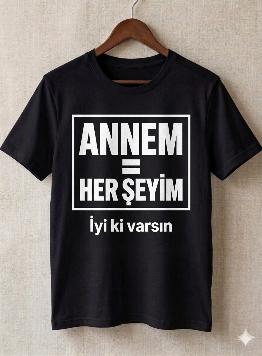 ASSEMA Anneler Gününe Özel Annem Her Şeyim İyi ki Varsın Baskılı T-shirt
