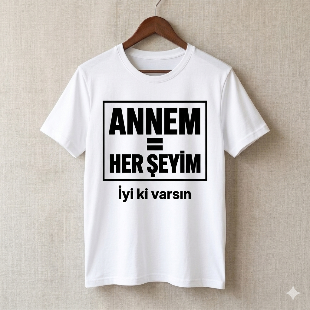 ASSEMA Anneler Gününe Özel Annem Her Şeyim İyi ki Varsın Baskılı T-shirt