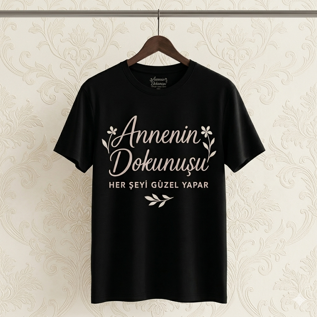 ASSEMA Anneler Gününe Özel Annenin Dokunuşu Her Şeyi Güzel Yapar Baskılı T-shirt