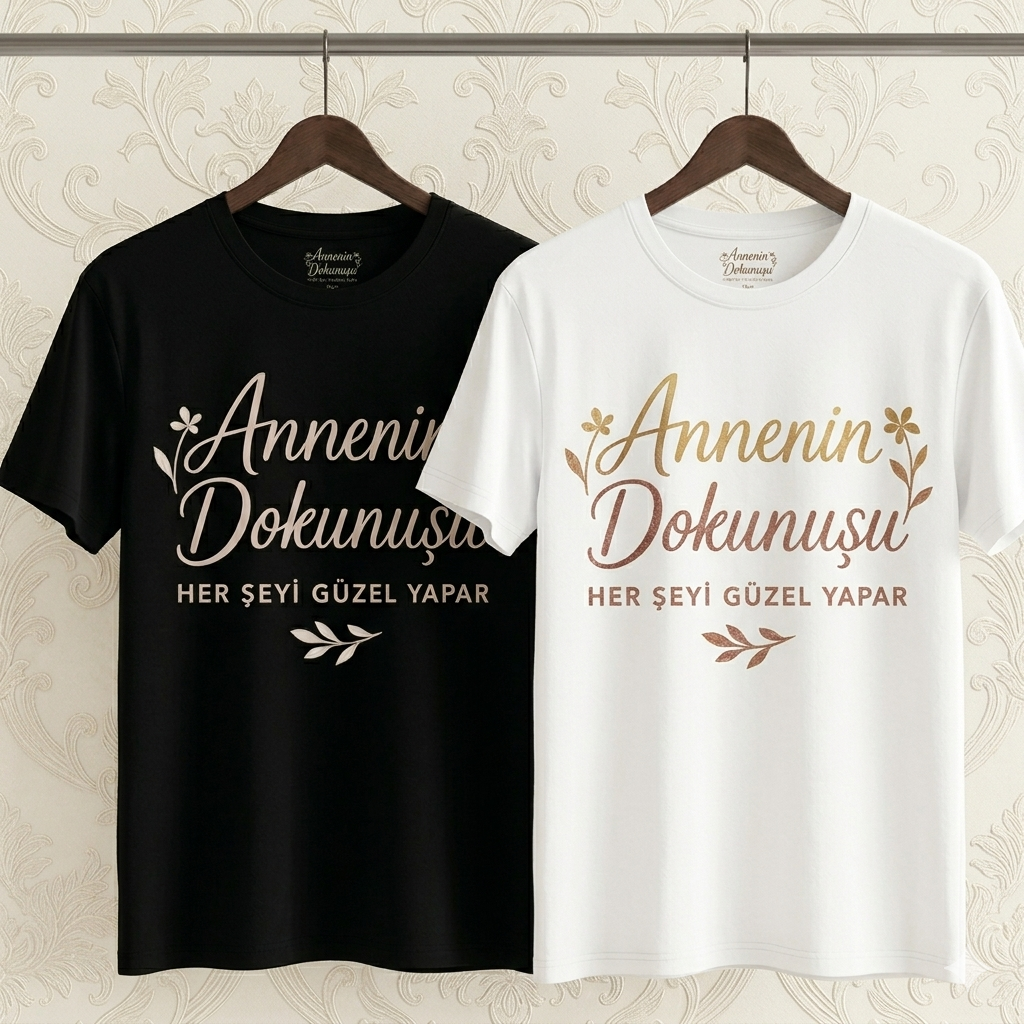ASSEMA Anneler Gününe Özel Annenin Dokunuşu Her Şeyi Güzel Yapar Baskılı T-shirt