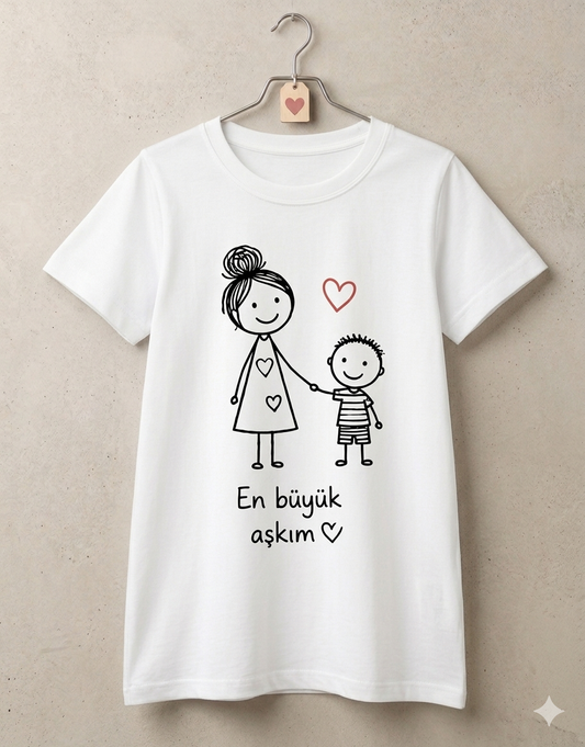 ASSEMA Anneler Gününe Özel En Büyük Aşkım Baskılı T-shirt