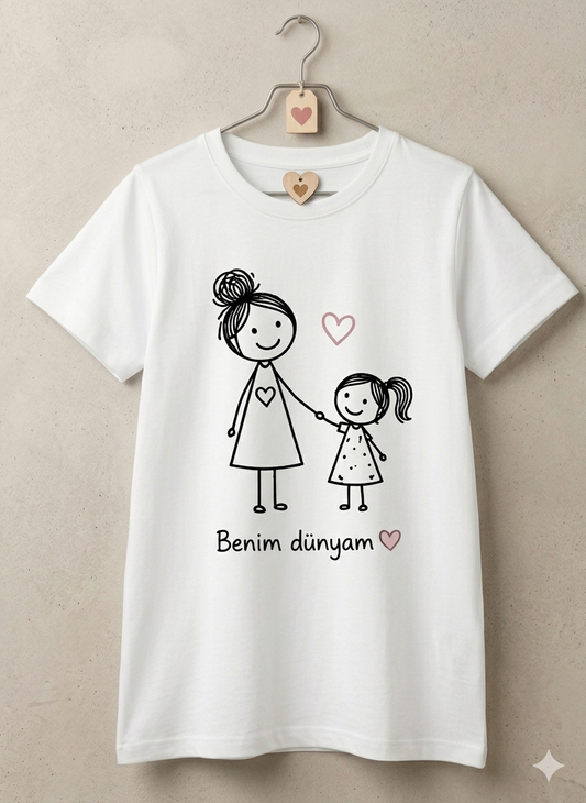 ASSEMA Anneler Gününe Özel Benim Dünyam Baskılı T-shirt