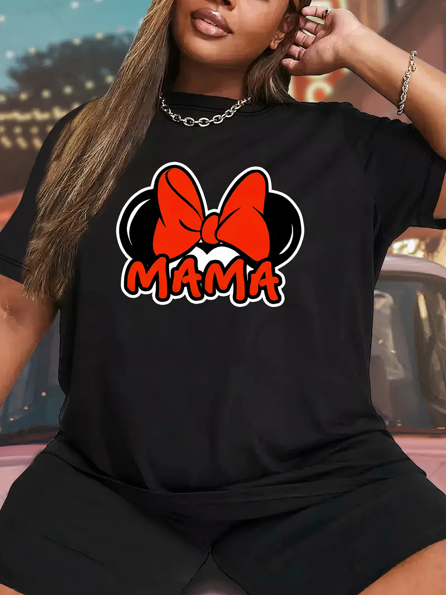ASSEMA Anneler Günü Baskılı T-shirt - Siyah