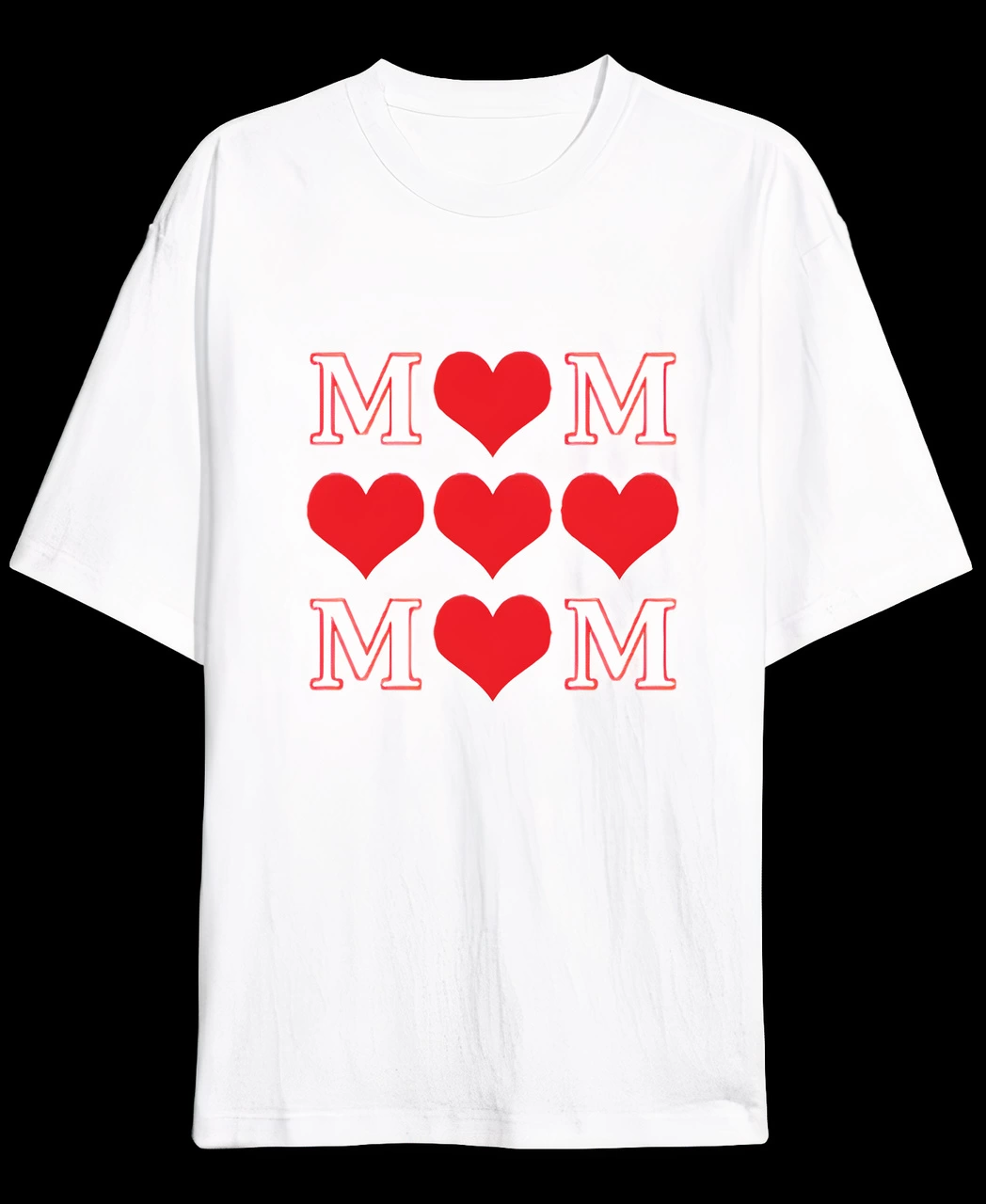 ASSEMA Anneler Gününe Özel Tasarım MOM Kalp Baskılı T-shirt - Beyaz