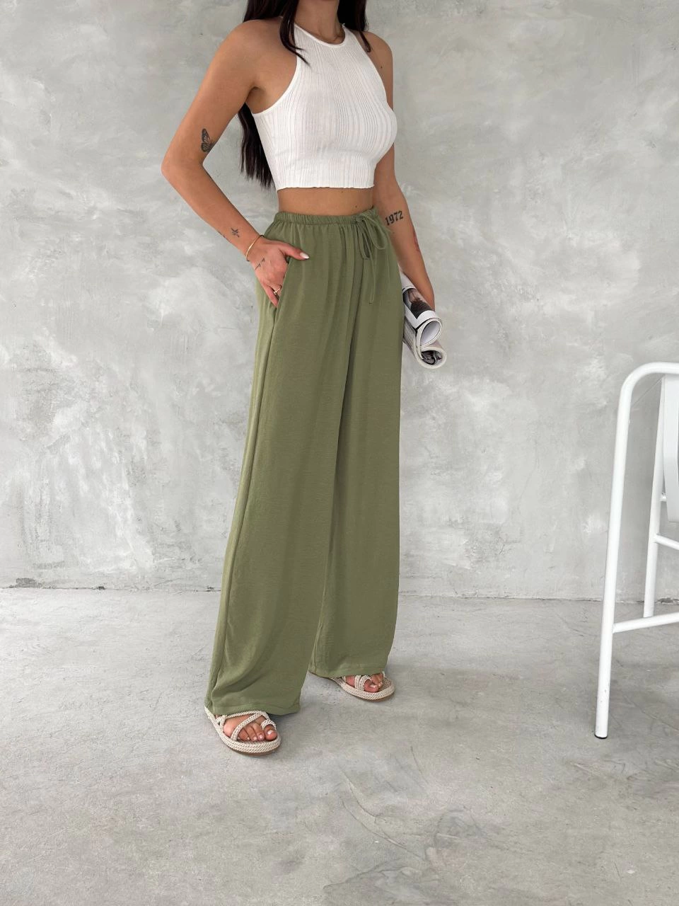 ASSEMA Kadın Ayrobin Oversize Kadın Pantalon - Mint Yeşili