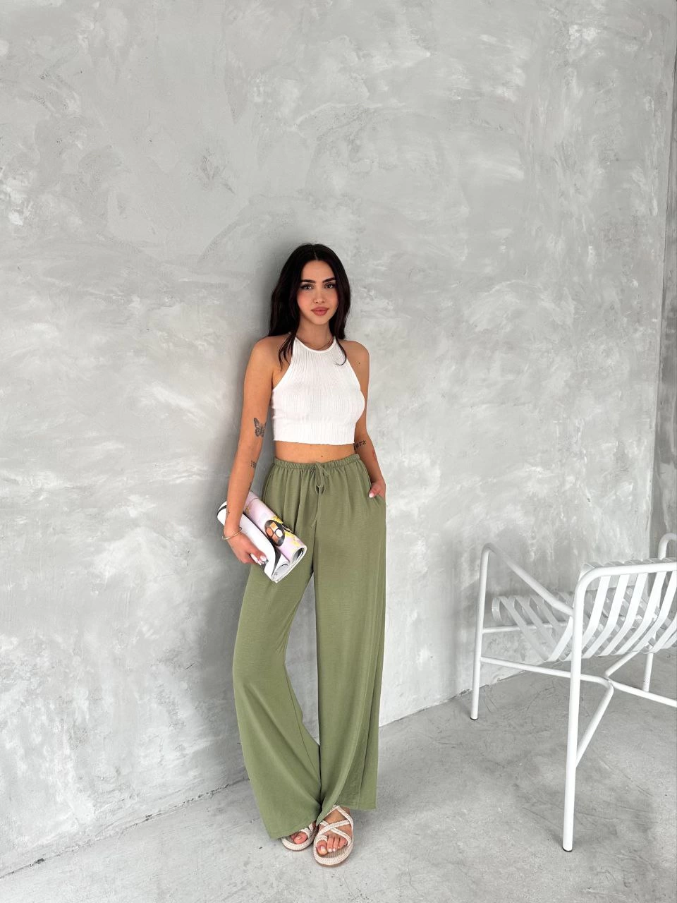 ASSEMA Kadın Ayrobin Oversize Kadın Pantalon - Mint Yeşili